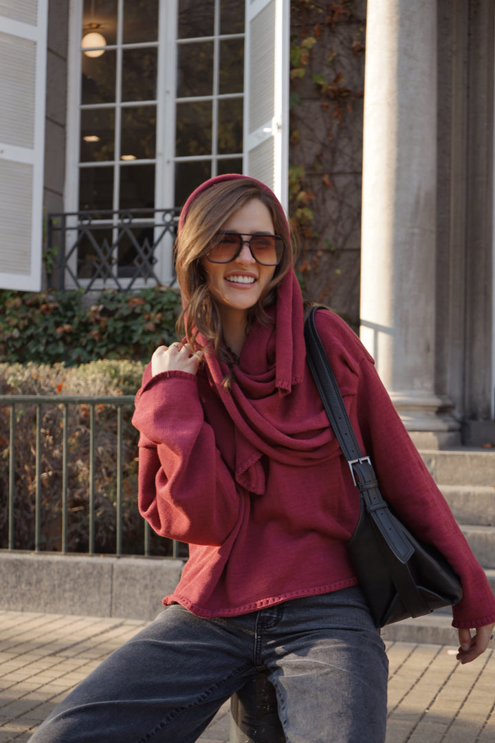 Sweater Capa Nuba Burdeo