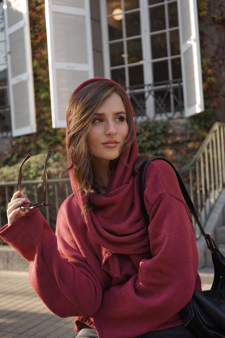 Sweater Capa Nuba Burdeo