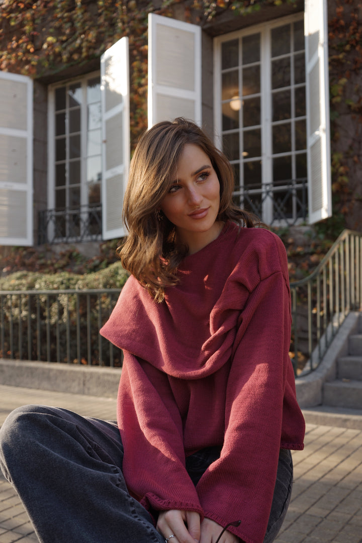 Sweater Capa Nuba Burdeo